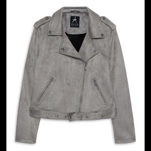 Faux Suede Grey Moto Jacket Size 12